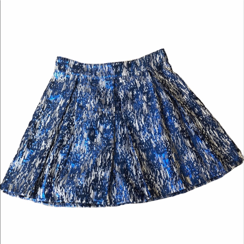 Bethany Mota blue metallic mini skirt, small